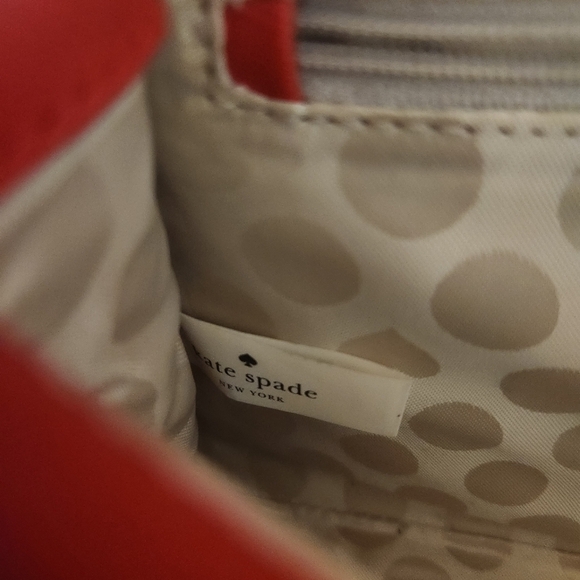 Kate Spade Red/Pink Leather Racing Stripe Crossbody Clutch Handbag - Picture 9 of 10